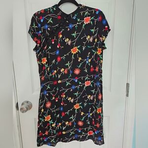 Miss Selfridge Black Dress with Floral Embroidery